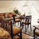inside the teepee at Clayoquot Wilderness Resort