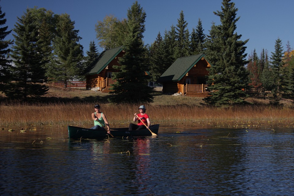 canoeing on lake at dude ranch