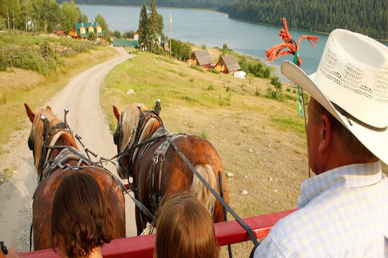kids and rancher with horses